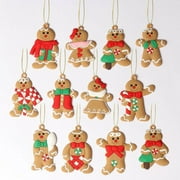 Aousthop Gingerbread Pendant Hanging Beige PVC Christmas Decorative Accent Ornaments, 12 Count