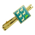 thumbnail image 1 of Llama Chameleon Funny Humor Square Tie Bar Clip Clasp Tack- Silver or Gold, 1 of 5