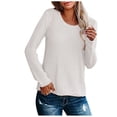 thumbnail image 1 of JGGSPWM Slim Fitted Solid Sweater for Women Crewneck Long Sleeve Trendy Pullover Fall Fashion 2022 Tops Jumper Casual Knitwear White L, 1 of 6