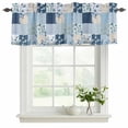 thumbnail image 2 of Blue Floral Valances for Windows, Decorative Rod Pocket Window Valance Curtains, Spring Flowers Plants Patchwork Grid Bohemia Short Curtain Drapes for Kitchen/Living Room, 2 Panels, 42" W x 12" L, 2 of 8