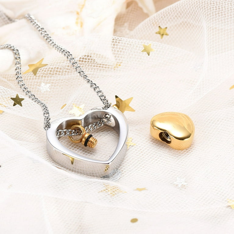 SJENERT Cremation Heart Urn Necklace Ashes Jewelry for Women Men Keepsake Pendant Memorial Locket Ash Holder Grandma