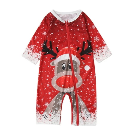 

Hfyihgf Christmas Family Pajamas Reindeer Printed Xmas PJs Long Sleeve Tops+Long Pants Xmas Family Matching Pajamas Set Clearance(Baby 3M)