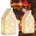 thumbnail image 4 of 6IN Ceramic Christmas Village Church with LED Illumination - Lighted Holiday House Display with Snow Effect, Desktop Winter Scene Decor for Home & Mantel (F), 4 of 4