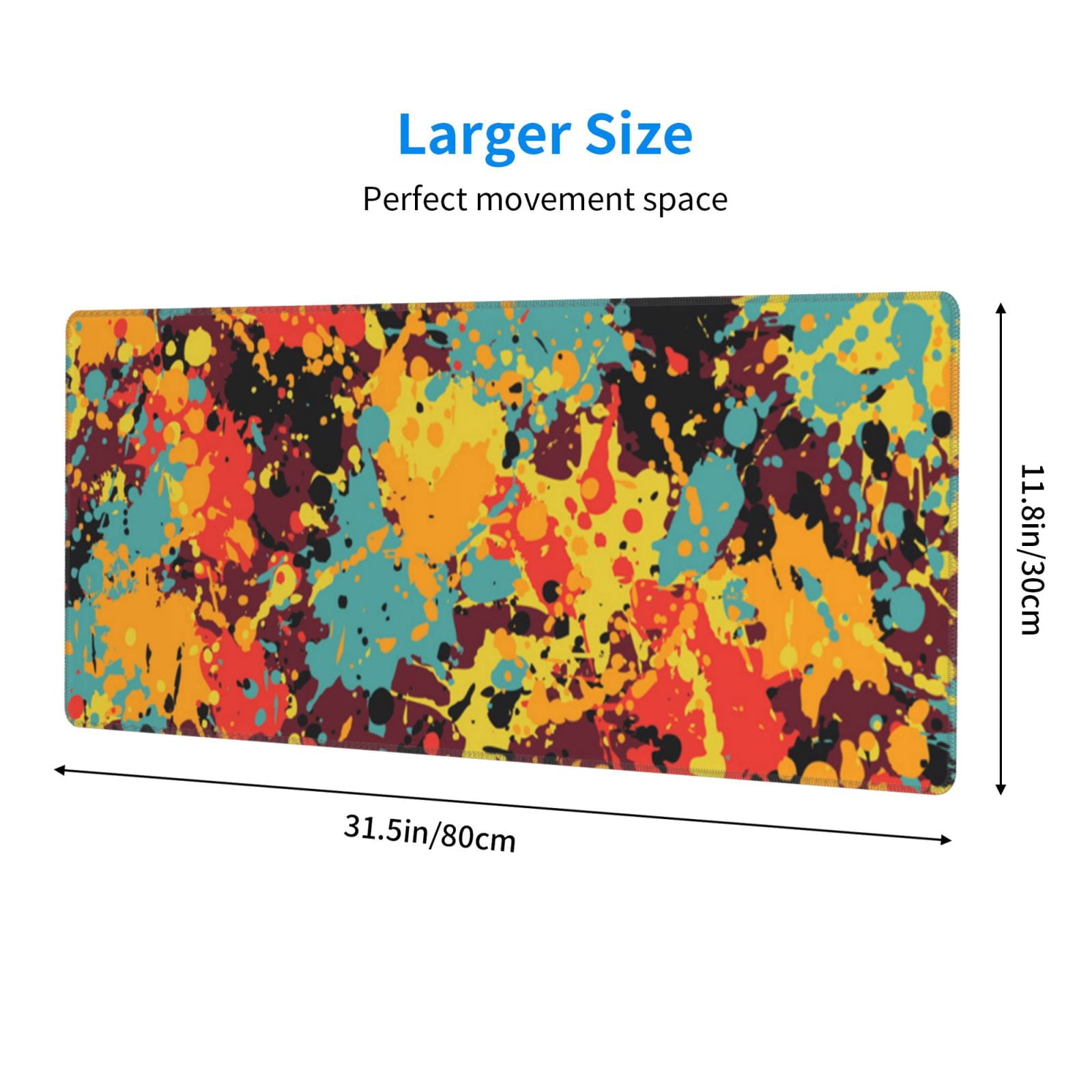 Splatter Ink Paint Grunge Splash Mouse Pad Extended Large Gaming Mousepad Non-Slip Rubber Big Keyboard Desk Mat 31.5 X 11.8 Inch