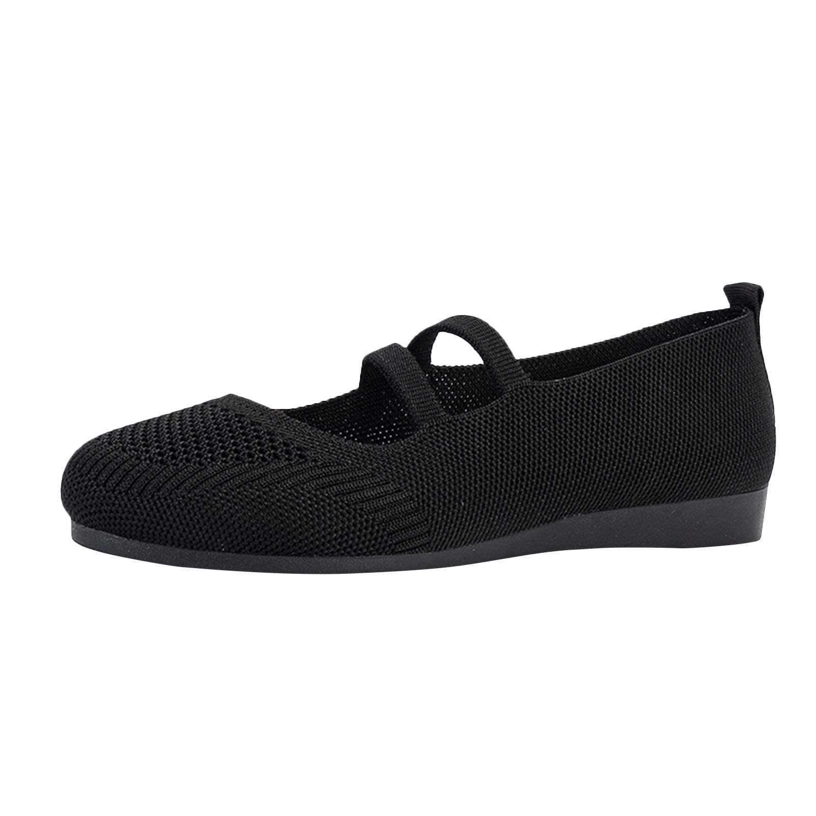 Summer Saving Clearance! Tuobarr Womens Dress Shoes Womens Multicolor Round-Toe Flats Shoes Lightweight Soft Sneakers Casual Shoe Black US Size 9