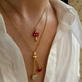 thumbnail image 6 of Adjustable Layering Dainty Cherry Mushroom Charm Necklace Stainless Steel Chain, 6 of 11