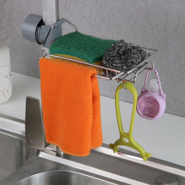 Estante para grifo, estante de almacenamiento para fregadero de cocina, trapo de esponja, estante de agua perforado sin drenaje ShuxiuWang 8390613457233