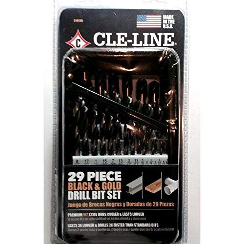 Cle-line C18130 Ensemble de Perceuse Haute Vitesse Noir et Or (29 Pcs)