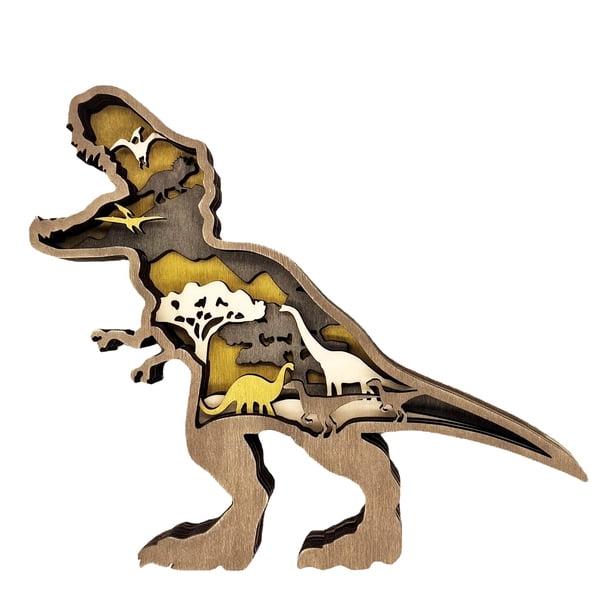 Decoración de dinosaurios de madera, estatuas y figuras de Tiranosaurio Rex, decoraciones de mesa para el hogar, sala de estar, mesa