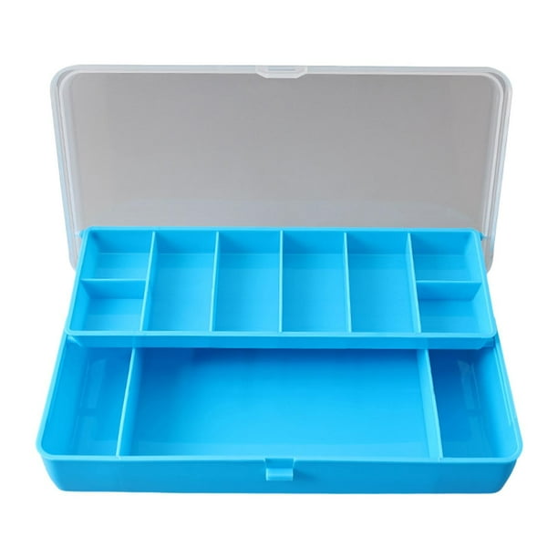 Caja de aparejos de pesca Caja de herramientas de pesca Bandeja de aparejos Caja de señuelos de pesca Estuche rígido para Azul