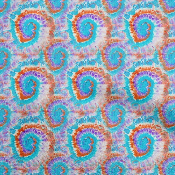 oneOone Cotton Poplin Turquoise Blue Fabric Asian Tie And Dye Diy Clothing Quilting Fabric Print Fabric By Yard 42 Inch Wide