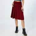 thumbnail image 3 of WTOBBY Women's Below Knee Length Solid Color Ruched Flowy Midi Skirt with Side Pockets, Regular Fit Casual Elegant Skirt for Office Work and Everyday Sophisticated Wear,Wine S, 3 of 4
