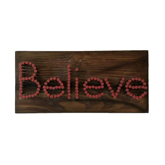 Eangee Home Design m1020 Croire avec des Lettres Rouges et Fond Brun Décor Mural