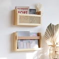 thumbnail image 2 of FIRADE Wood Magazine Wall Rack with PE Rattan Grid,Size 17.3" x 4" x 9.4",File Holder for Entryway,Living Room,Waiting Room,Kids’ Room,Office, 2 of 6