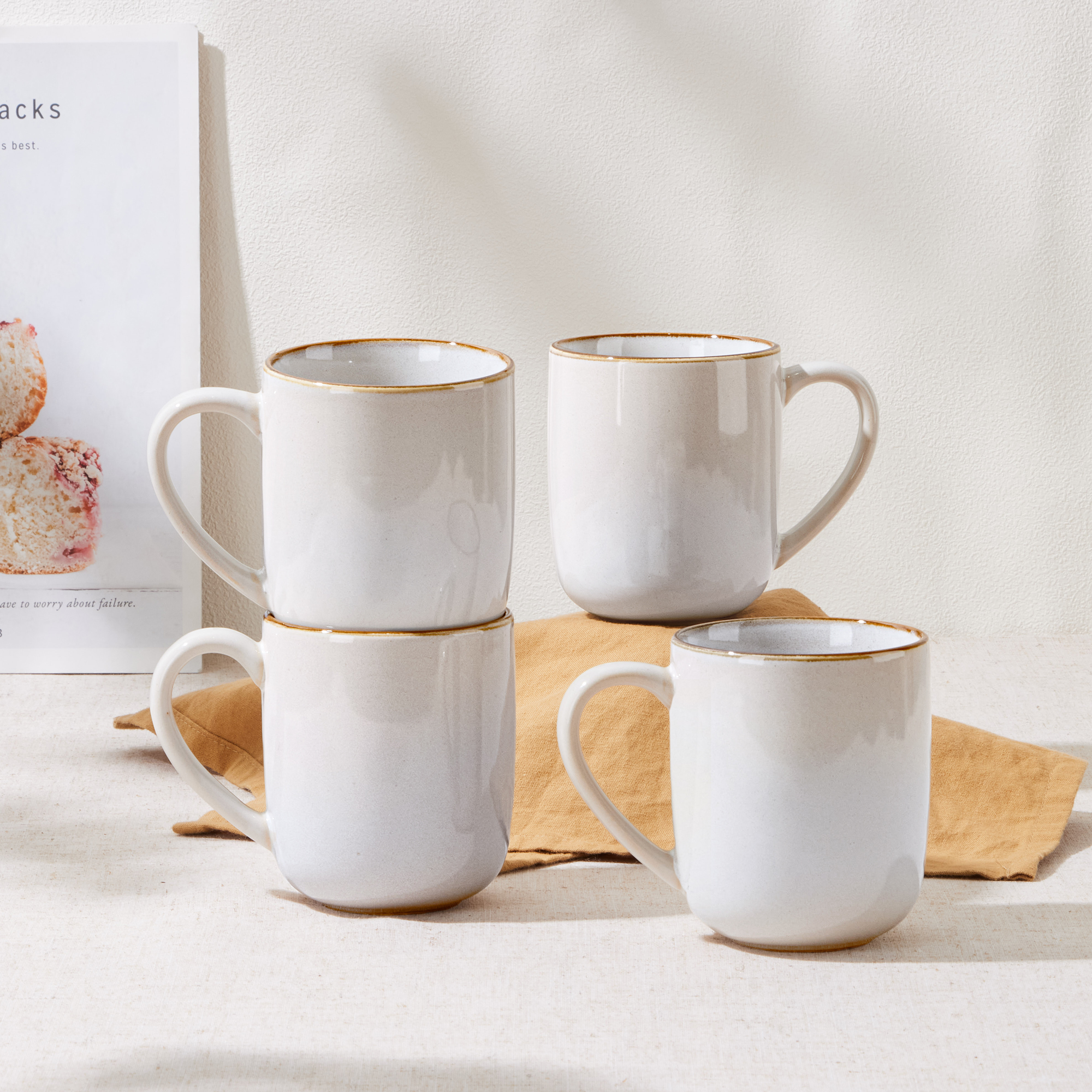 Vesteel Coffee Mug Set of 4 14oz Seashell White photo 3