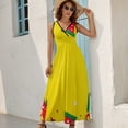thumbnail image 4 of Christmas Hats on Yellow Dress Summer Street Style Bohemia Long Dresses Female Sleeveless Printed Maxi Dress, 4 of 9