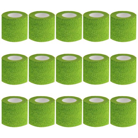 15pcs Tattoo Grip Tape Grass Green, 2.95"x 5Yards Disposable Cohesive Tattoo Grip Cover Wrap Elastic Bandage Handle Grip Tube for Tattoo Machine Tattoo Grip Accessories