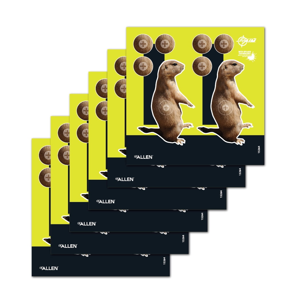 Ez Aim Splash Reactive Paper Shooting Targets, Prairie Dog Target, 8" x 8", 6-Pack, 2 Pack
