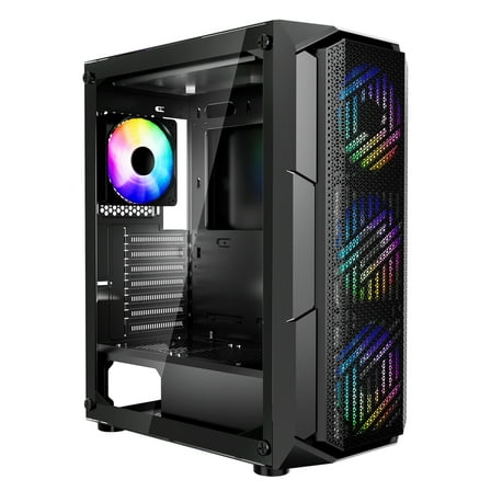 VEVOR PC Gaming Case, Mid-Tower, Computer Case with High-Airflow Tempered Glass Panel, Dust Filter, 4 x 120 mm ARGB Fans, Easy Cable Management, for GPU up to 320 mm in Length, for ATX/M-ATX/ITX