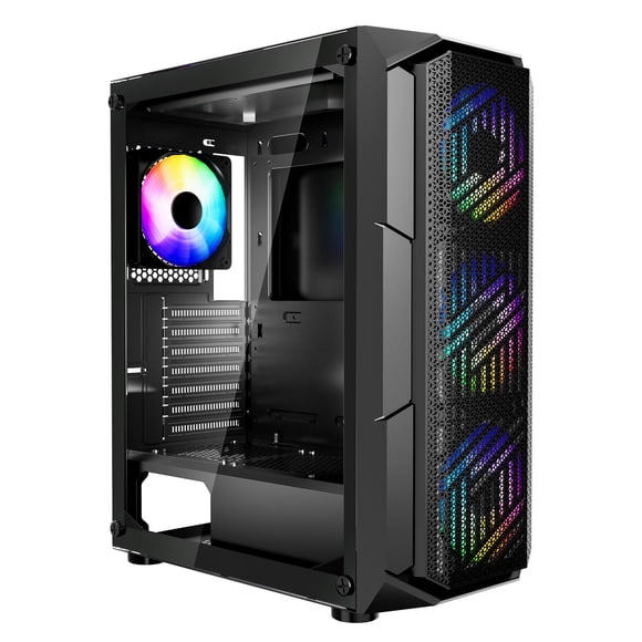VEVOR Caja para juegos de PC de torre media con 4 ventiladores ARGB de 120 mm para placa base ATX