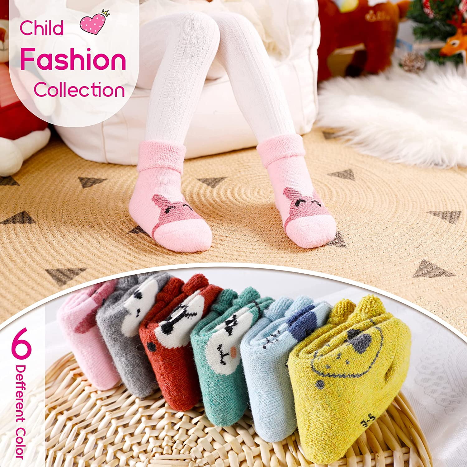 Enfants bébé garçon filles laine chaussettes épaisse Animal rayure hiver  doux chaud thermique enfant enfant en bas âge botte confortable équipage