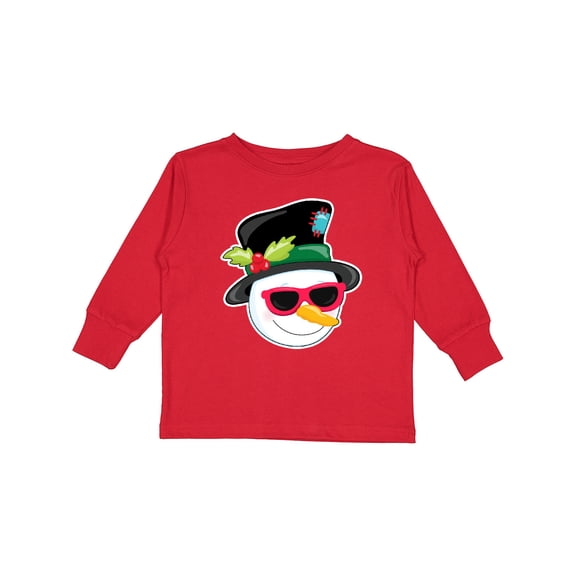 Inktastic Snowman Head with Sunglasses Boys or Girls Long Sleeve Toddler T-Shirt