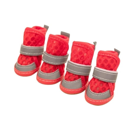 Harikaji Dog Shoes for Small Medium Dogs  Breathable Mesh Reflective Dog Boots  Dog Paw Protectors for All Seasons - Hot Pavement in Summer  Anti-Slip Dog Booties for Hiking and Walking Red 5#