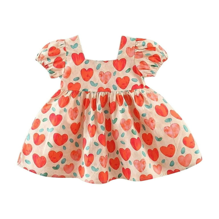Xdegoge Toddler Floral Dress Summer Puff Short Sleeve Flowy Casual Cute  Dresses 6 Month Girl Dress Orange Newborn Girl Clothes ofertas Del Dia De  Hoy Relampago - Walmart.com