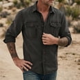 thumbnail image 5 of DeHolifer Men's Denim Shirt Plus Size Solid Color Button Down Long Sleeve Cowboy Work Shirts Black 3XL, 5 of 5