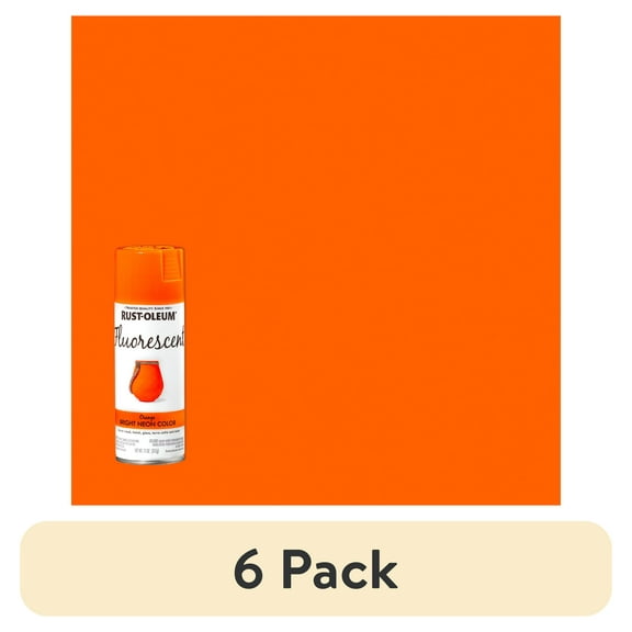 (6 pack) Fluorescent Orange, Rust-Oleum Specialty Flat Spray Paint- 11 oz