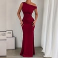 thumbnail image 5 of SAWOBUUN Womens One Shoulder Maxi Dress Solid Ruched Bodycon Elegant Evening Party Cocktail Dress, 5 of 8