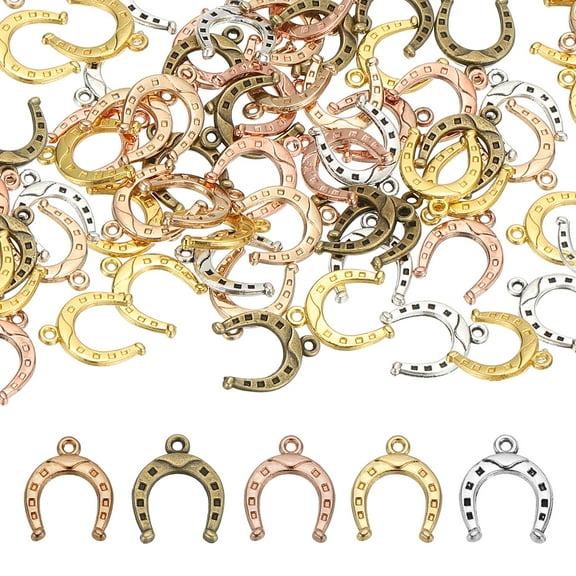 Uxcell Jewelry Making Charm Bulk, 50 Pcs Alloy Horseshoe Pendant DIY for Necklace, Bracelet, Earring Making and Crafting