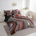 thumbnail image 3 of Feelyou Marble Abstract Twin Bedding Sets 7-Piece, Red Gold Stripes Ombre Bedding Comforter Set, Marbling Artwork Reversible Sheet Sets, Breathable Home Decor, 3 of 7