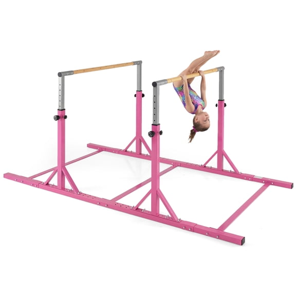 Gymax Double Horizontal Bars w/13-Level 33''-57'' Adjustable Heights & Adjustable Width