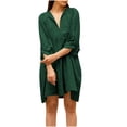 thumbnail image 2 of Antinious Women Fashion Casual Solid 3/4 Sleeve V-Neck Knee High Versatile Stylish Dress, 2 of 5