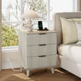 thumbnail image 2 of GIKPAL Night Stands for Bedroom Set of 2, Modern Bedside Table with 3 Drawers & Charging Station,Fluted Panel End Tables for Bedroom & Living Room, White Oak, 2 of 10