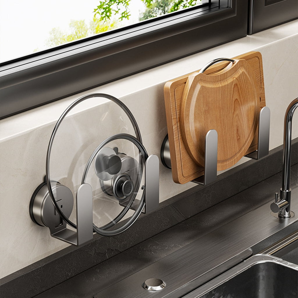 Space Saving Magnetic Kitchen Board Rack Wall Mounted Suction Cup Plan Rustproof ABS Substance For Bowls Kettles And Utensils