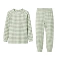 thumbnail image 2 of Mifsaly Two Piece Pajama Set for Girls Boys Plaid Print Long Sleeve Crewneck Pullover Tops and Jogger Pants Kids Lightweight Soft Casual Sleepwear, 2 of 6