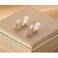 thumbnail image 4 of Clip on gold and pearl earrings with dangle clear stone ball, 4 of 4