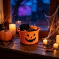thumbnail image 5 of Halloween Candy Basket Cotton Rope Handheld 9.1x7.1x2.4in with Ghost Decor for Kids Trick or Treat Party by OVFUIZ, 5 of 6