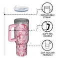 thumbnail image 4 of Pink Breast Cancer Tumbler with Handle and Lid,40oz Double Wall Vacuum Insulated Tumbler,Cups Gift for Women and Men, 4 of 7