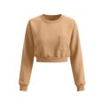 thumbnail image 3 of Gytharion Women's Cropped Sweatshirts Crew Neck Patch Pocket Solid Color Soft Comfortable Classic Pullovers Fashion Cozy Athleisure Pullover Tops, 3 of 7