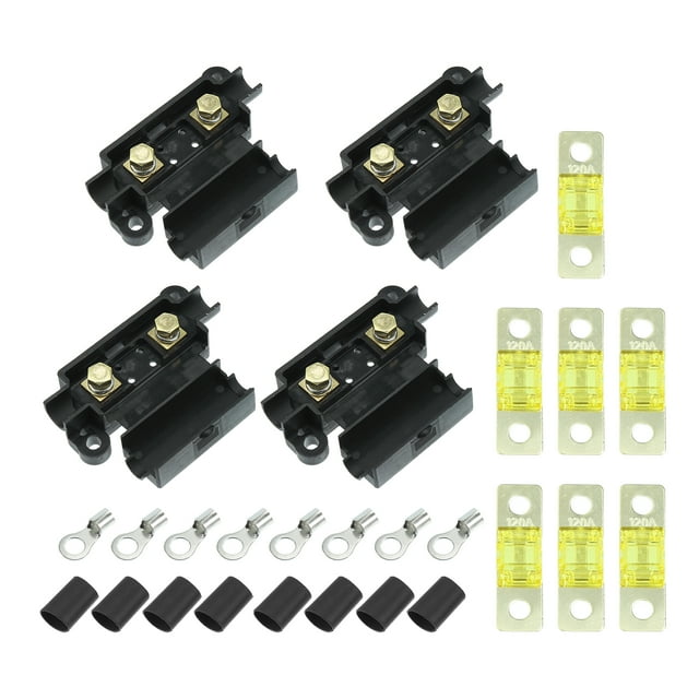 120A Fusible Kit 4 ANS Soportes 7x120 AMP Fusibles para Coche Doble Batería