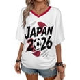 thumbnail image 3 of Soccer Cup 2026 Jersey JAPAN Soccer for Women with Colombia Flag Color Block and V Neck Short Sleeves Featuring Breathable Fabric for Tailgating Events Beach Outings Summer Festivals Wine XXL, 3 of 6