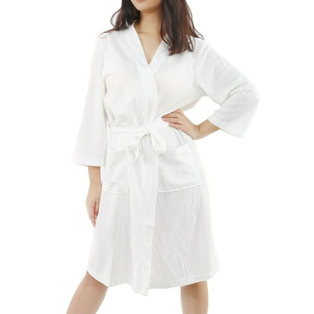 

PiccoCasa Women s Turkish Cotton Lightweight Waffle Kimono Short Robe