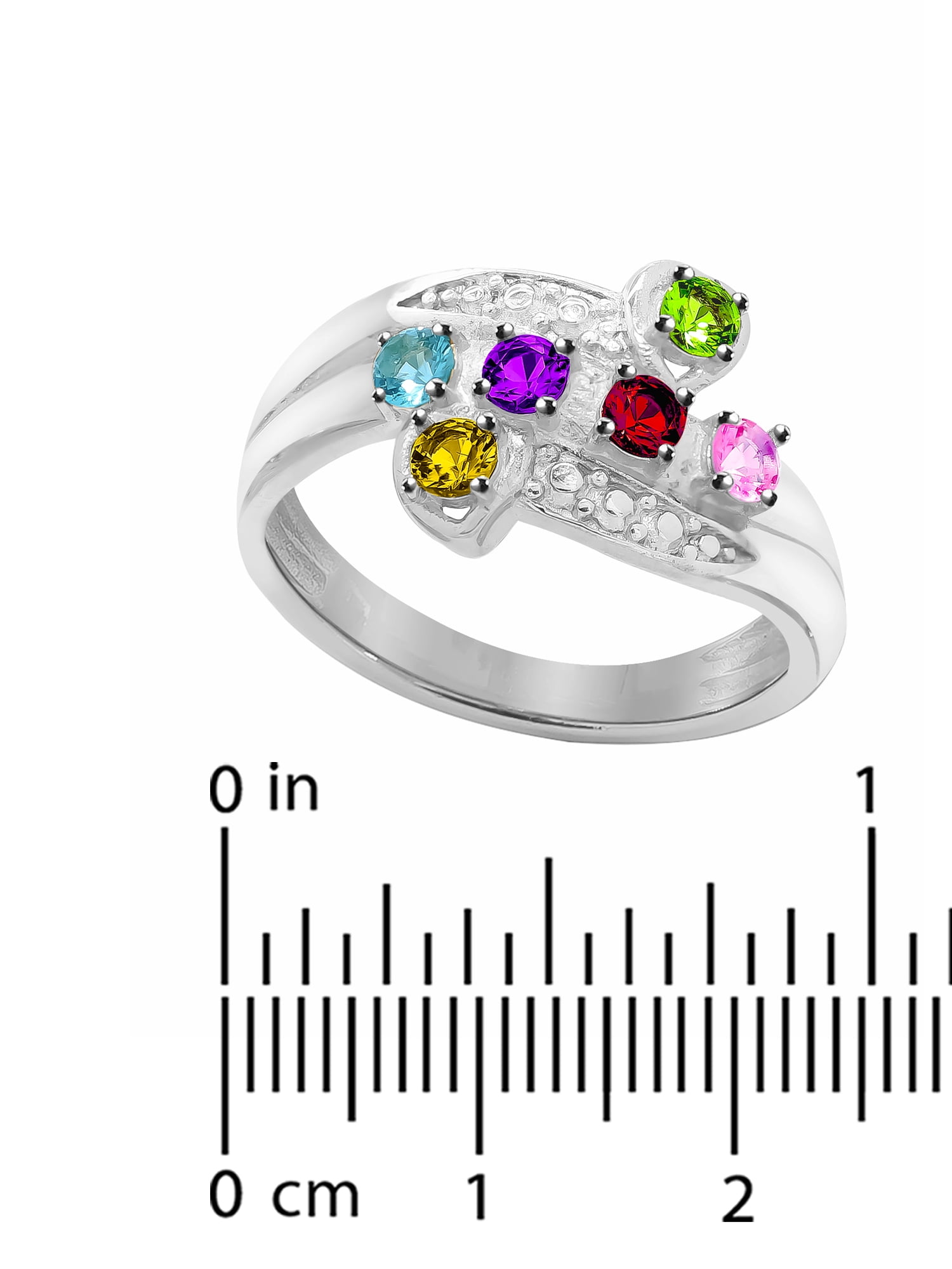 Laser Engraved Family Ring with Up to Five Birthstones
