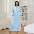thumbnail image 3 of Womens Zip Up Fleece Robe Warm Loose Flannel Fleece Bathrobe Plush Zipper Lounger Robe for Ladies, 3 of 7