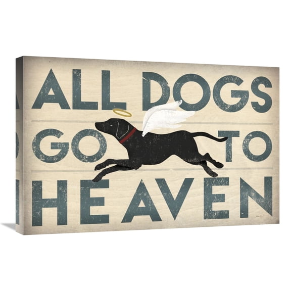 Global Gallery's 'All Dogs Go to Heaven I' By Ryan Fowler Stretched Canvas Wall Art