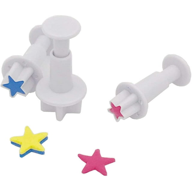 Gobaker Star Fondant Plunger Cutter Set Sugarcraft Cake Cookies Cupcake Decorating Tool DIY Mold, 3-Pack