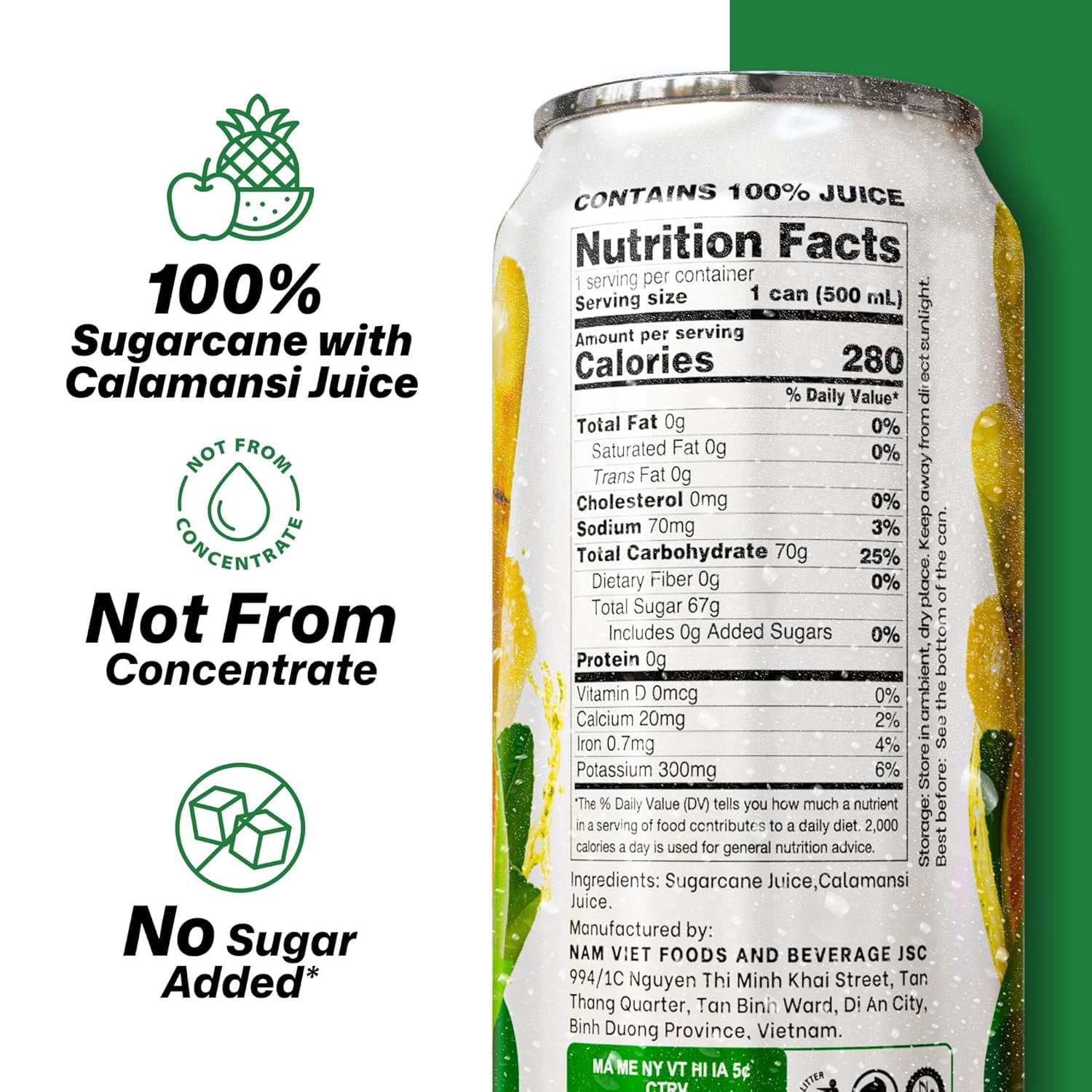 VINUT 16.9 fl oz 100% Sugarcane juice drink – Not from Concentrate